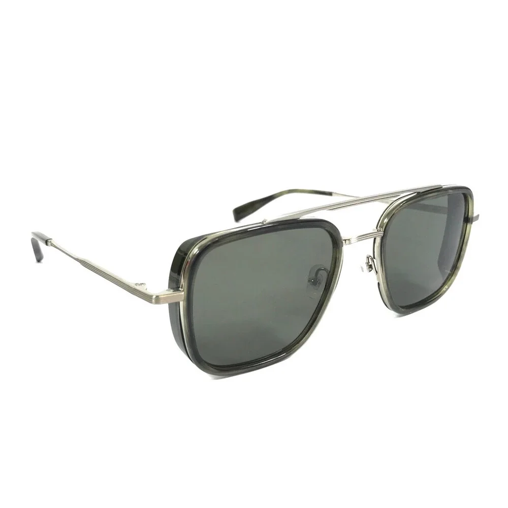 Gigi Studios Sunglasses SIFNOS 6854/7 Silver Green Aviator Frame w/ Green Lenses